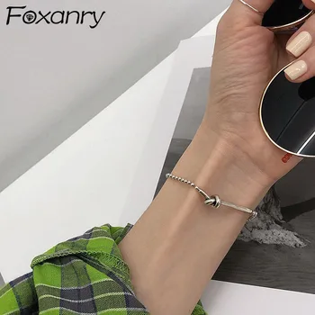 Foxanry Noua Culoare de Argint Bratari URI de Moda Hip Hop Epocă de Creație Șir de Mărgele Design Petrecere de Bijuterii en-Gros