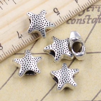 10buc Margele steaua de mare Star 4.5 mm, Gaura Mare Farmecele de Epocă Europene Pandantiv în formă Pentru Brățară DIY Antichități Argint Culoare se Face