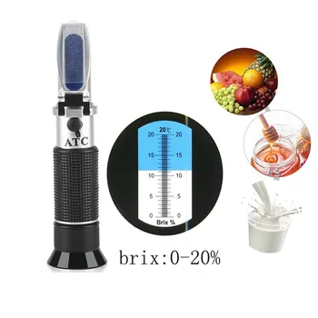 0-20% Brix Refractometru Portabil Zahăr Refractometru Concentrație de Zahăr Cu ATC Dulceata Optica Tester pentru Lapte, Fructe