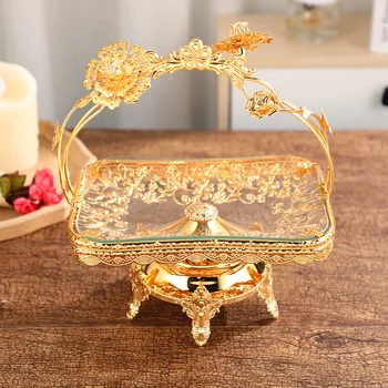 aur portabil coș cu fructe împânzit cu multi-strat de petale decorate coș cu fructe banchet de nuntă ornamente coș cu fructe