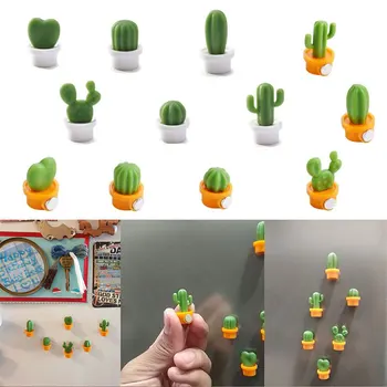 6Pcs/Set 3D Drăguț Plante Suculente Magnet Mesaj Autocolant pentru Bucatarie Frigider Magnet Butonul de Cactus accesorii decor