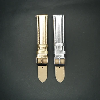 YQI 20mm Vițel Piele Watchband Ceas Trupa Aur, Argint Curea de Ceas Pentru Ore Pentru Barbati Femei Ceasuri cu Catarama din Otel
