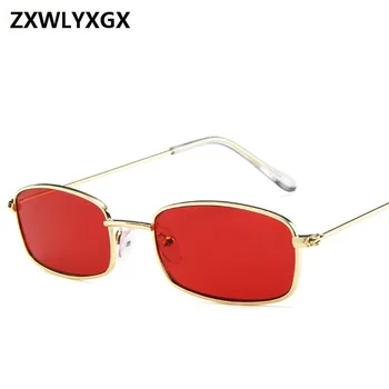 2021New Dreptunghi Mic Retro ochelari de Soare Barbati de Brand Designer de Metal Roșu Cadru Clar de Lentile de Ochelari de Soare Femei Unisex UV400