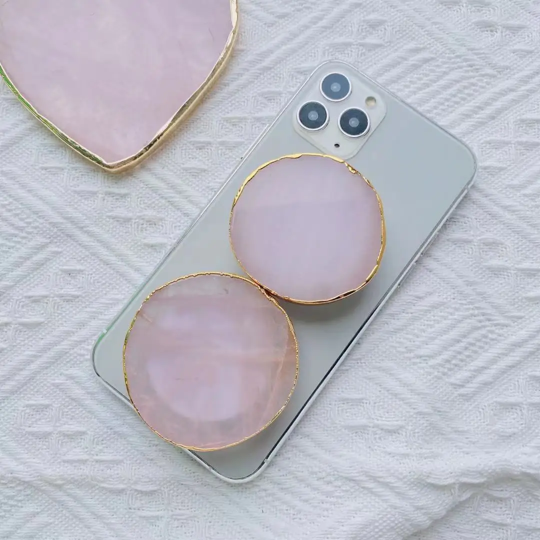 1 buc Naturale Cuart roz Suport de Telefon de Sprijin Forma de Inima cu Piatra Roz de Cristal Ori Desktop Suport Smartphone Deget Sta Decor Imagine 1