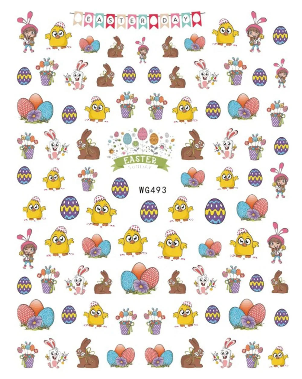 1 Foaie De Fericit Ziua De Paști Nail Art Sticker Auto-Adeziv Bunny Iepure Drăguț Decalcomanii Lipici Spate Ou De Rață Autocolante De Unghii Glisante Imagine 1