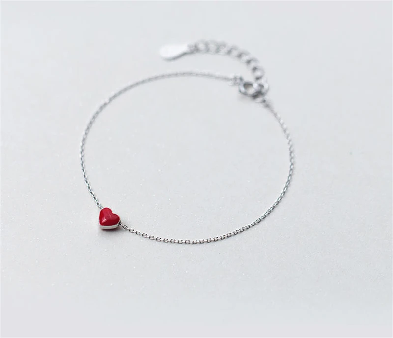 Argint 925 brățară halhal pe picior picior moda coreeană red dragoste glezna inima piersic Brățară pentru femei bijuterii drăguț/kjlkfa Imagine 1