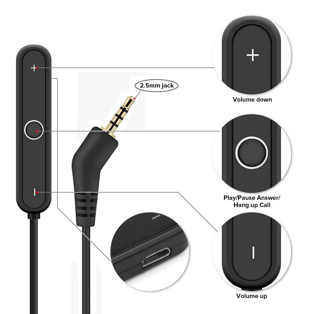 Bluetooth 5.0 Handsfree Muzica Receptor Wireless Audio Stereo Adaptor pentru Bose QC3 Confort QuietComfort QC 3 Căști Imagine 1