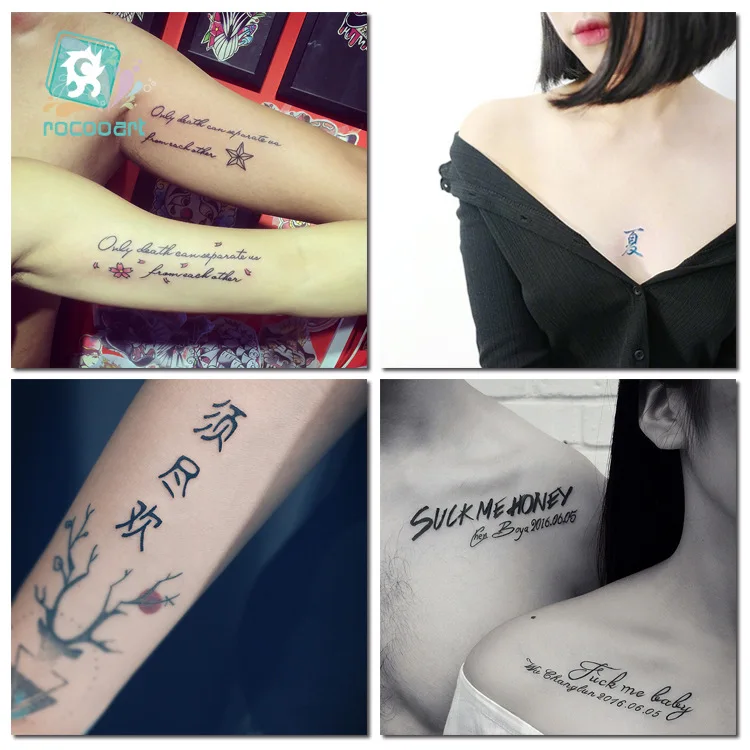Chineză Cuvinte Scrisoare Temporare Tatuaje Body Art Impermeabil Bărbați Femei de Moda de Mână Autocolant Tatuaj Fals tatuajes temporales Imagine 1
