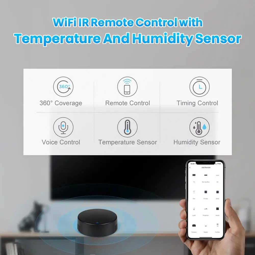 CoRui Tuya WiFi Smart IR Control de la Distanță Cu Senzor de Temperatură și umiditate de Sprijin APP de Control de la Distanță de Control Vocal Imagine 1