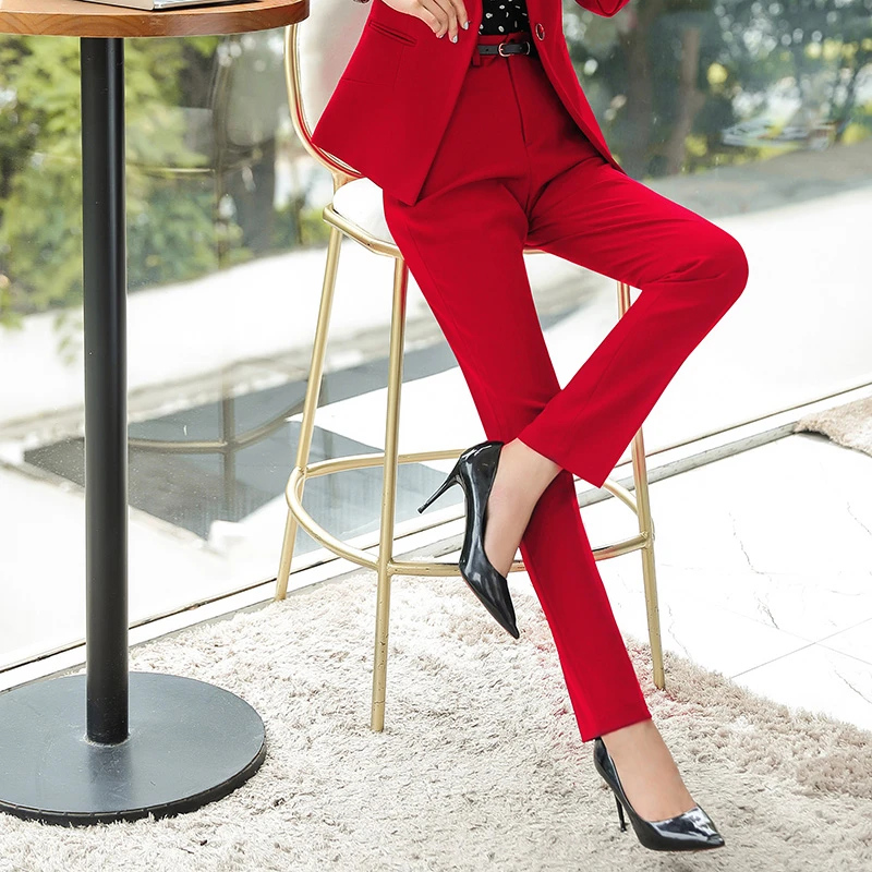 Elegant Roșu Formale OL Stiluri Creion Pantaloni pentru Femei de Afaceri Uzura de Muncă Solduri Subțire Trendy Jambiere Skinny Femei Pantaloni Imagine 1