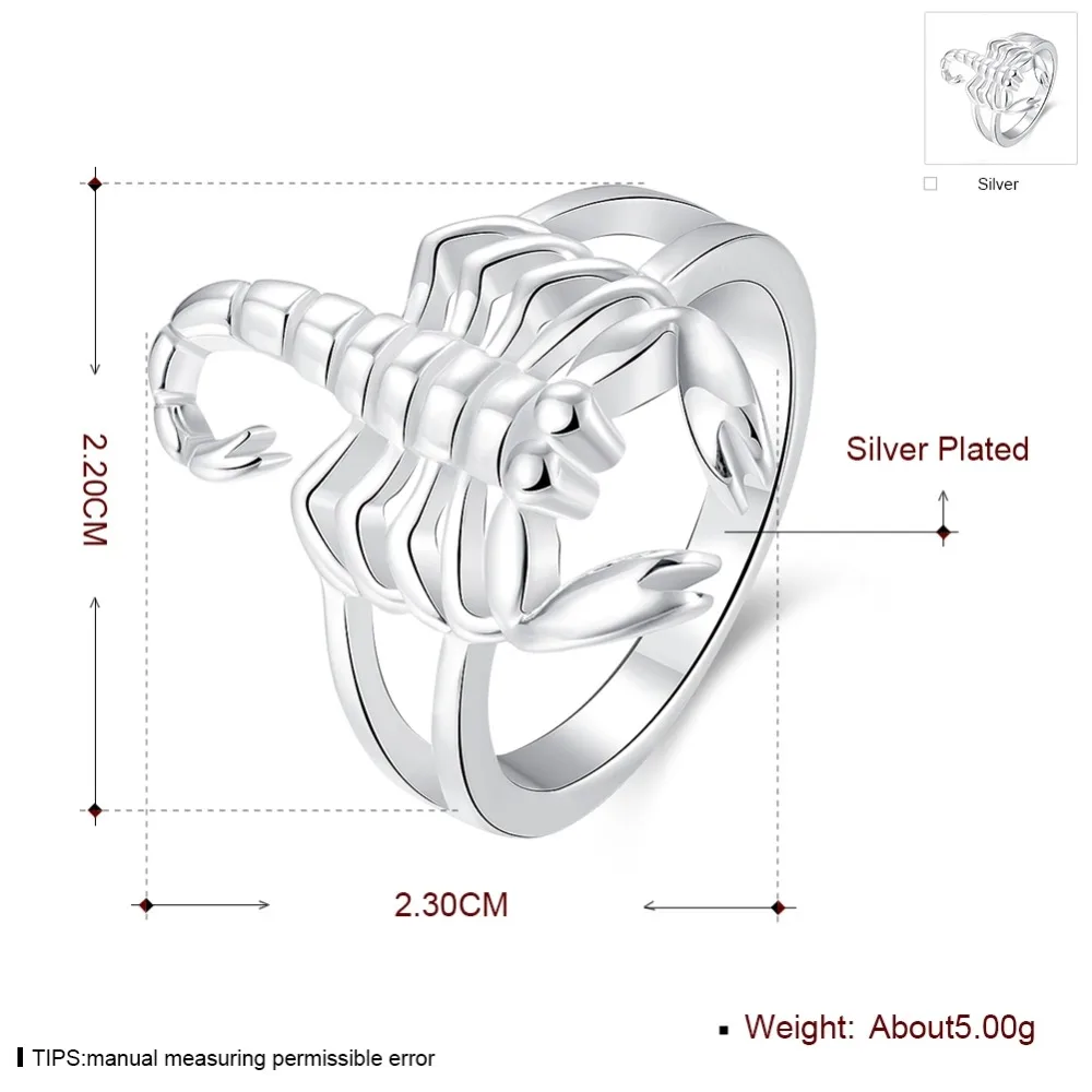 Frumos inel de Argint de moda de Moda Scorpion Placat cu argint FRUMOASE femei Dominatoare Doamna Inel bijuterii Clasice cadou R739 Imagine 1