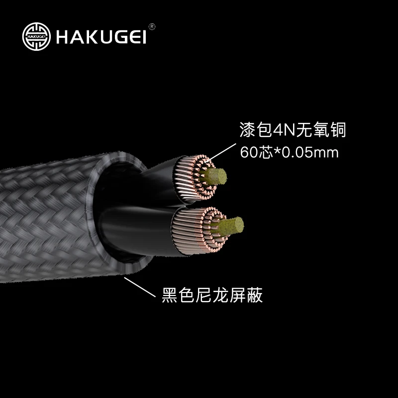 HAKUGEI Kuro nailon protectie litz occ cupru cablu căști hifi 3.5 ,2.5,4.4, tip c, DAC ,lumina-ning DAC Imagine 1