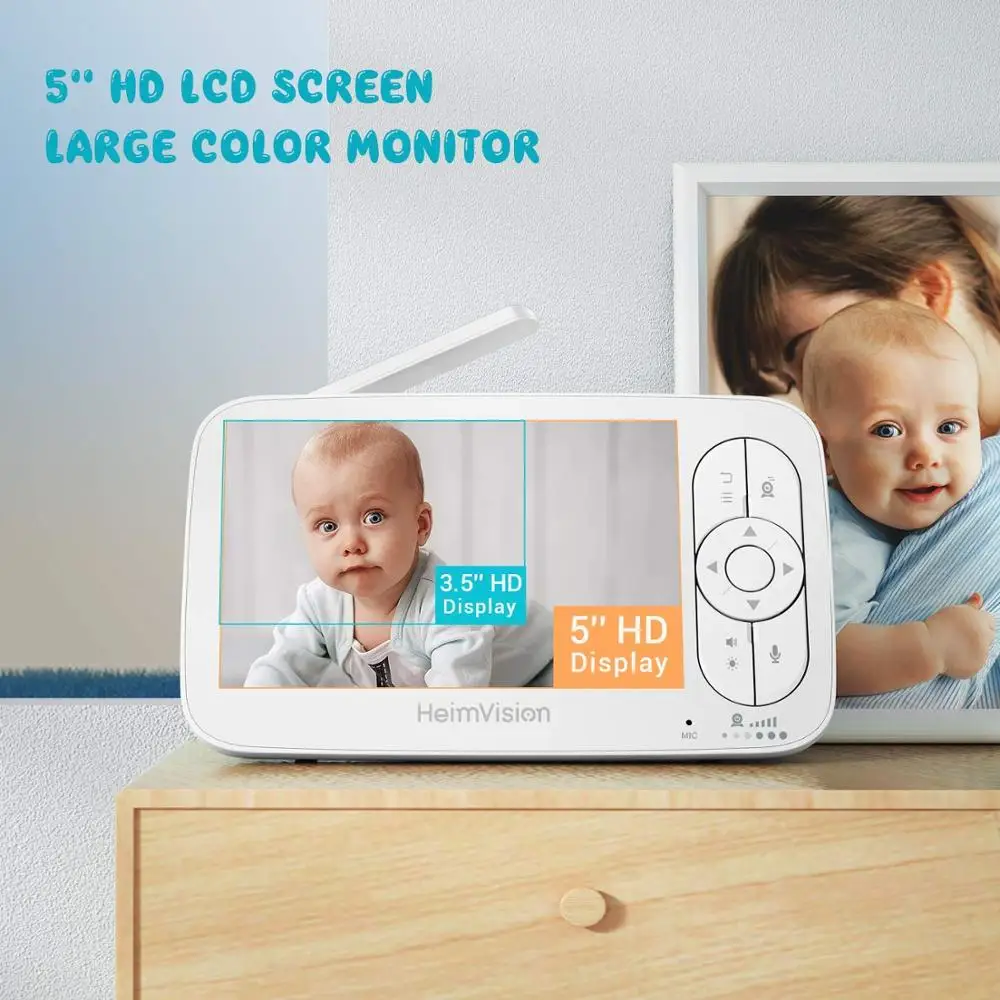 HeimVision 5.0 Inch Baby Monitor Wireless Video Color 720P HD, Bona de Securitate Viziune de Noapte Temperatura motitor Numai Pentru HM136 Imagine 1