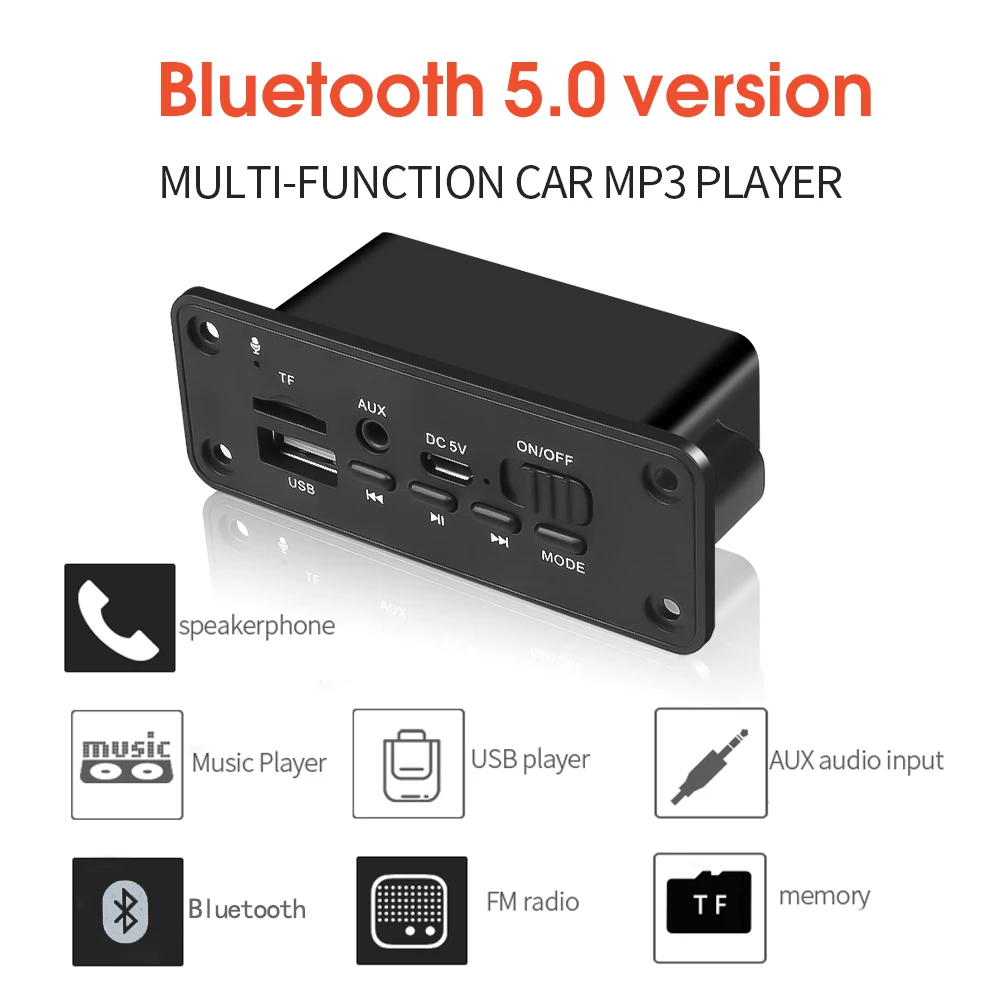 KEBIDU DC 5V Bluetooth MP3 WMA Decoder Bord Modul Audio USB TF Radio fără Fir Receptor FM MP3 Player 2 x 3W Amplificator Pentru Masina Imagine 1