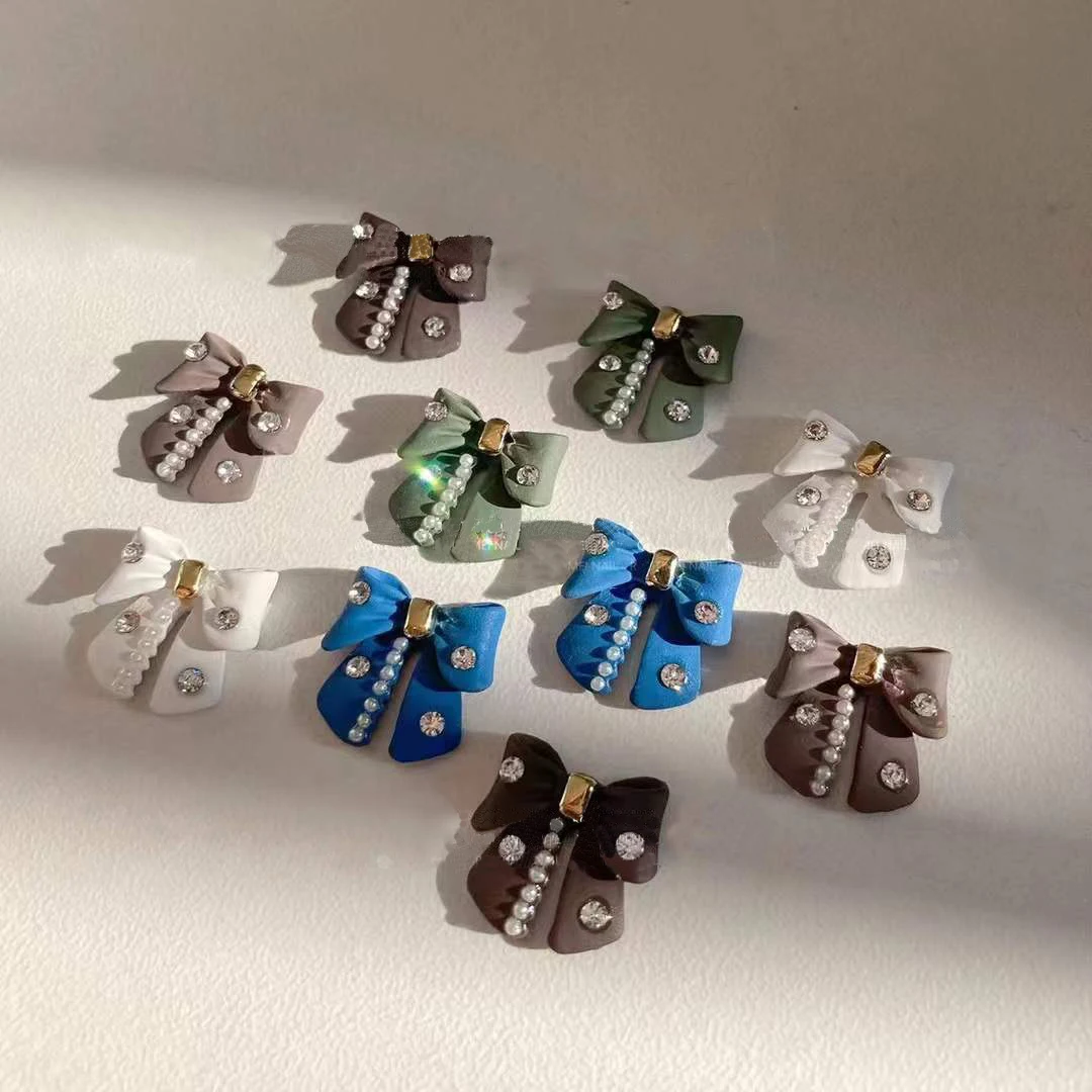 Nails Art Perle Bowknot Farmece Bijuterii de Unghii Decor Panglica Piese de Metal Decor 3d DIY Arc Fluture Îndrăgostiților Accesoires Imagine 1