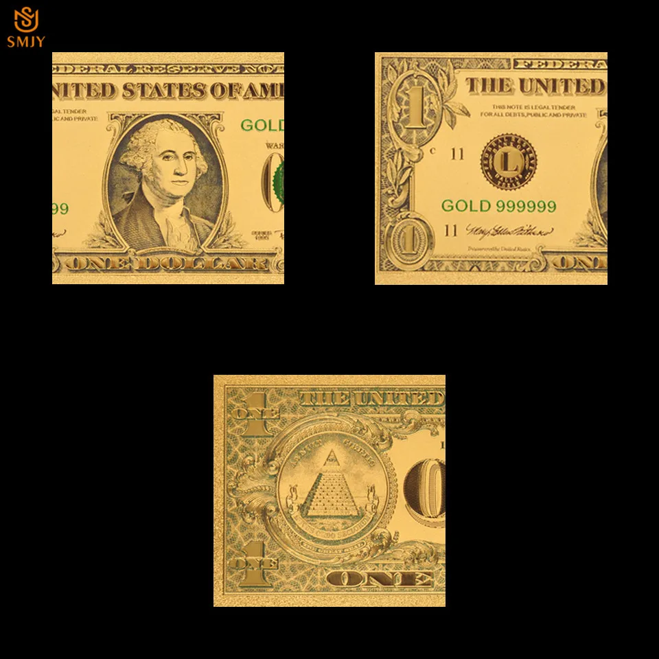 NE-Aur a Bancnotelor De 1 Dolar Bani În Aur de 24K Placa de Bancnote de Colectare Și Fals de Monedă de Hârtie de Cadouri Imagine 1