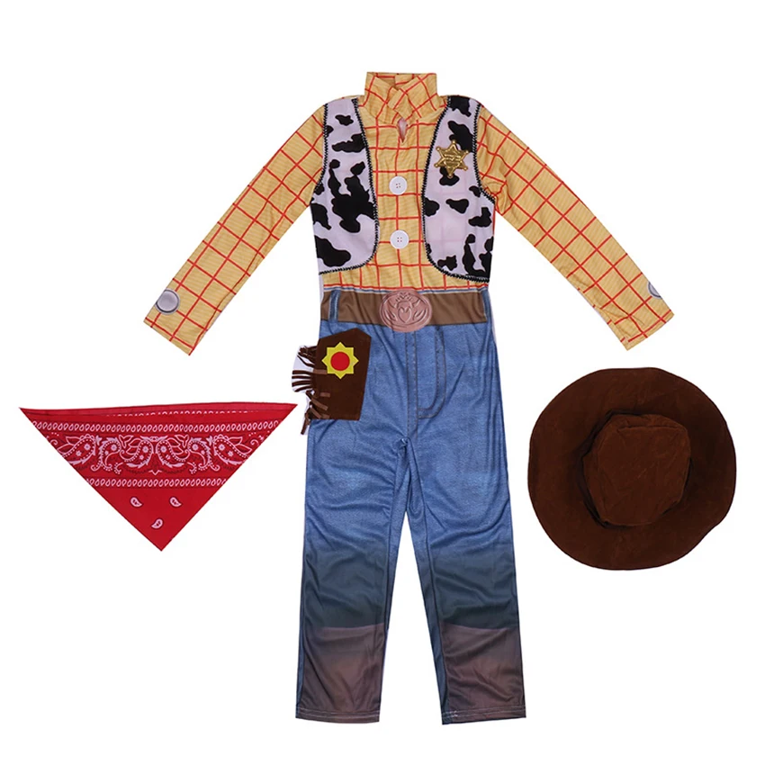 New Sosire Băieți Woody Costume Copii Deluxe Copii Fancy Rochie Costum de Halloween pentru Copii Woody Joc de Rol Costum Cowboy Costum Imagine 1