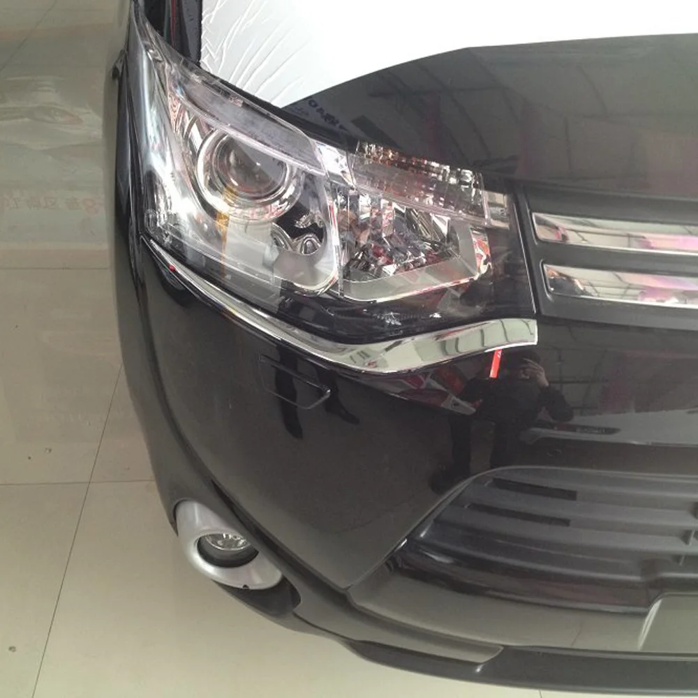 Pentru Mitsubishi Outlander 2013 2014 2015 Crom Faruri Spranceana Ornamente Faruri Lampa Pleoapa Benzi Auto Exterioare Accesorii Imagine 1