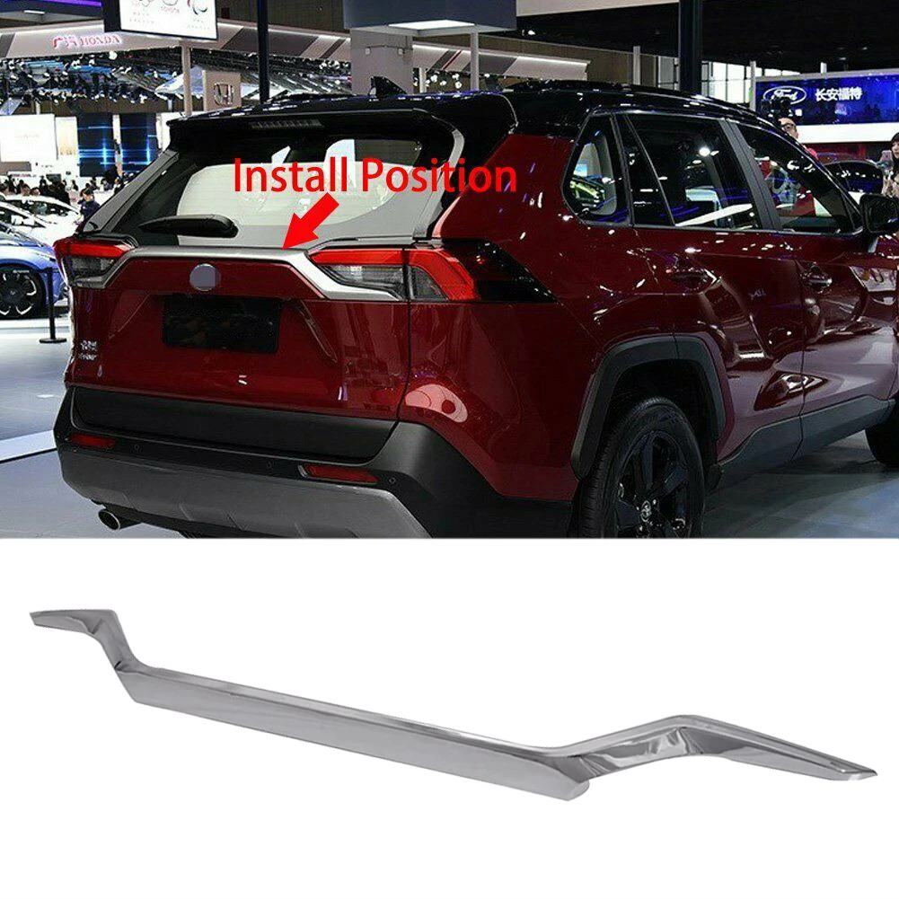 Pentru Toyota RAV4 2019 2020 2021 Chrome Superioare din Spate a Capacului Portbagajului Capac din Fibra de Carbon Hayon Bandă de Protecție Decor de styling Auto Imagine 1