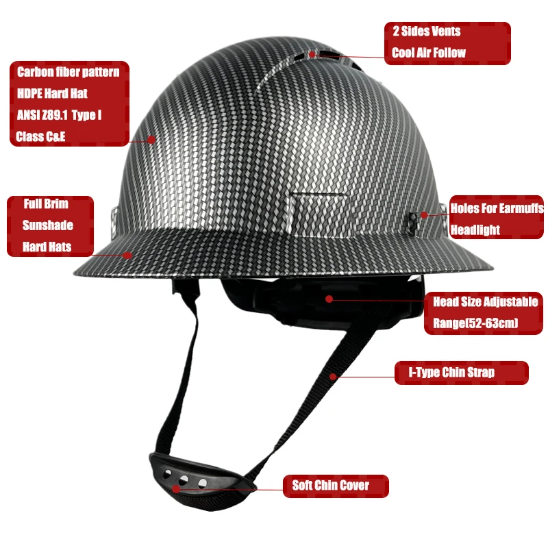 Plin Cozoroc Pălărie Tare lucrări de Construcții de Oameni ANSI Aprobat HDPE Casca de Siguranță Pentru Inginer Industrial cu 6 Punctul Reglabil Imagine 1