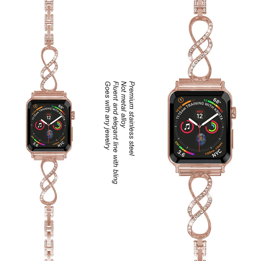 Slim Diamant Bling Curea pentru Apple Watch 8 Serie Band SE 7 6 5 4 3 Metal Proaspete Bratara Ultra 49mm 41mm 45mm 44mm 40mm 42mm Imagine 1