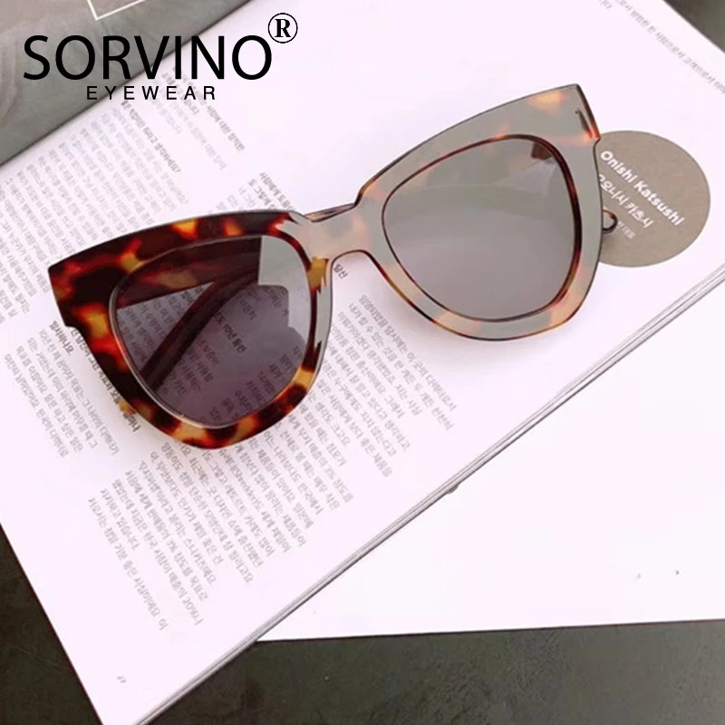 SORVINO Retro Designer de carapace de broască țestoasă Ochi de Pisica ochelari de Soare pentru Femei Brand de Lux Clasic Femei Albe Cateye Ochelari de Soare Nuante SP115 Imagine 1