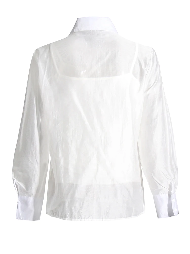 TWOTWINSTYLE Direct Mozaic Floral Shirt Pentru Femei Rever Maneca Lunga Solid Elegant Buton Prin Bluza Femei Haine Noi Imagine 1