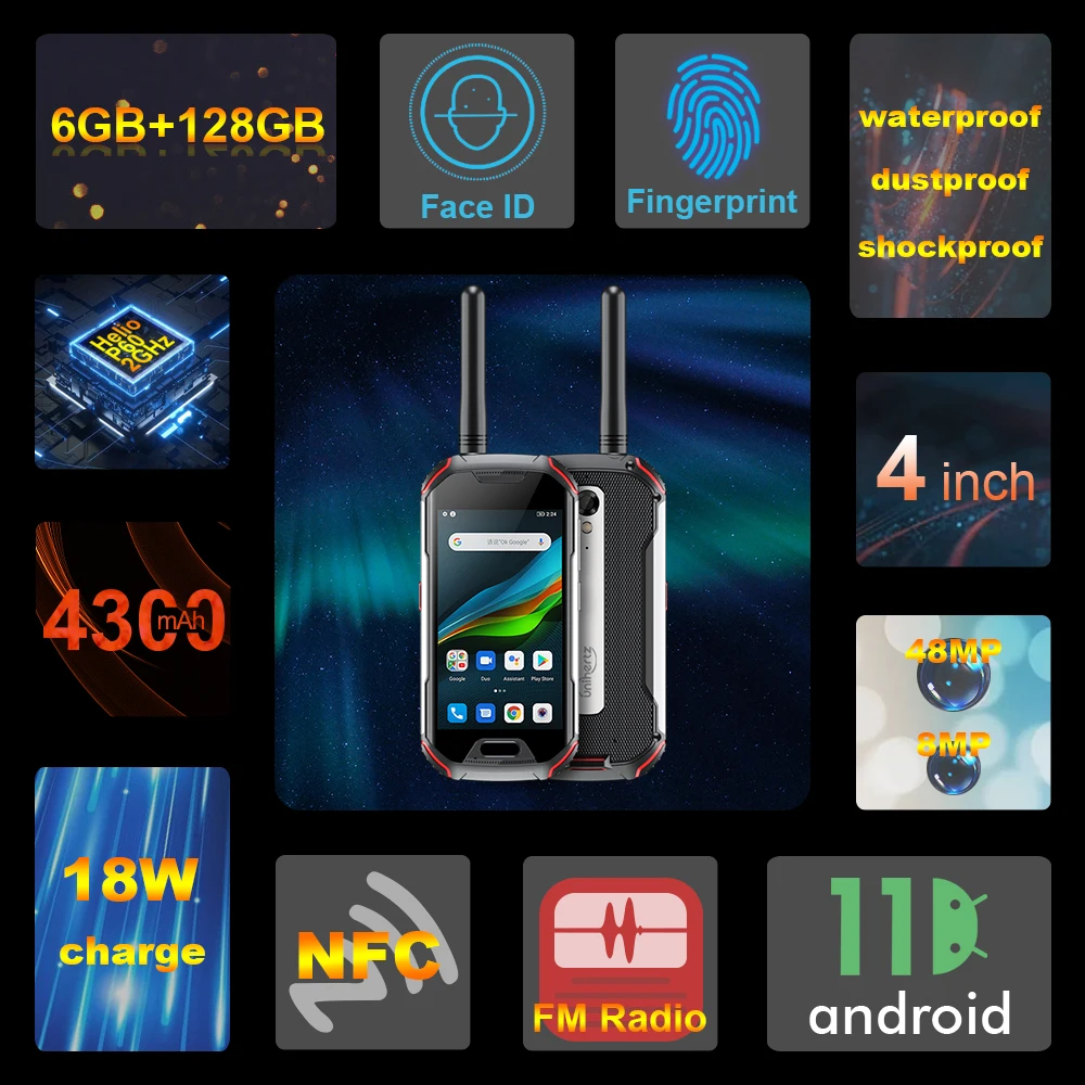 Unihertz Atom L/XL Robust rezistent la apa Smartphone Deblocat 6GB, 128GB telefon Mobil Android Walkie-Talkie 8MP 48MP Dual Sim Telefoane NFC Imagine 1
