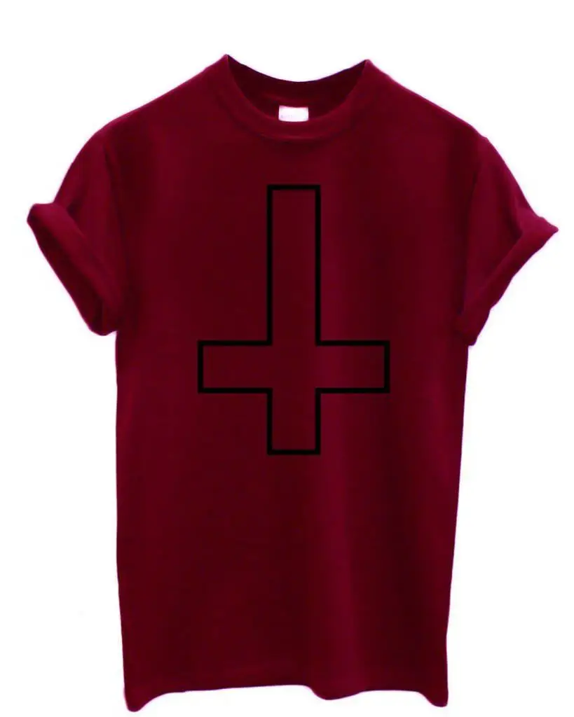 Vinde fierbinte 2019 Moda Tricou pentru Bărbați T-Shirt Cruce Inversat Antihrist Blasfemie Tricouri Maneca Scurta Imagine 1