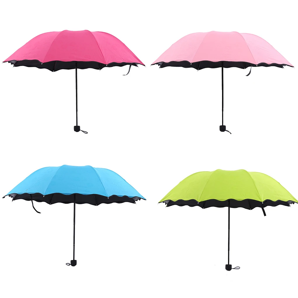 Windproof Umbrele Pliabile Femei Fete Barbati UV, Parasolar Ploaie Umbrelă Neagră Lipici Umbrelă de soare Ultraviolete-Dovada Imagine 1