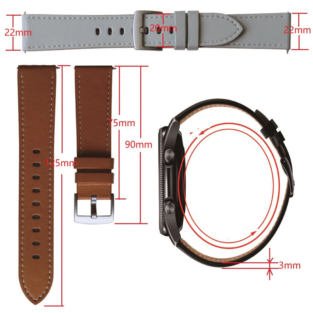 20 22mm Piele Watchband Pentru Xiaomi Haylou RT LS05S/RS3 LS04 / LS02 Curea Sport bratara Galaxy watch 3 45mm Accesorii Inteligente Imagine 2