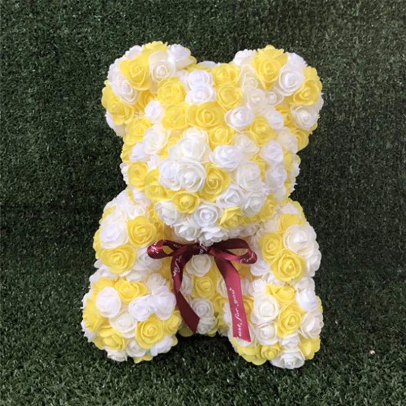 25/35cm Multicolor Rose Urs Cu Inima Artificiala Floare Trandafir Teddy Bear Pentru Femei de Valentine, Nunta, Ziua de nastere Cadouri de Craciun Imagine 2
