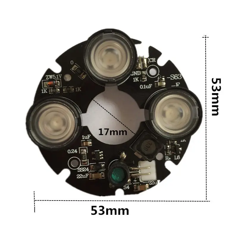 3 matrice de led-uri IR Spot de Lumină în Infraroșu 3x IR LED-uri bord pentru CCTV aparat de fotografiat viziune de noapte (5m diametru) Imagine 2