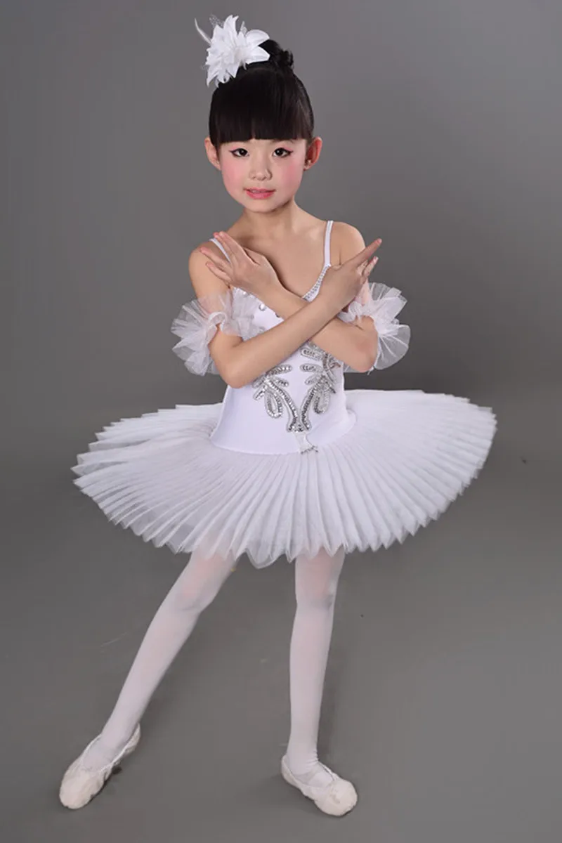 Copii Alb Balet Tutu Rochie de Dans Costume pentru Fete Lac de Balet Costume de Scena pentru dans Copii, Dans de societate, Rochii Imagine 2