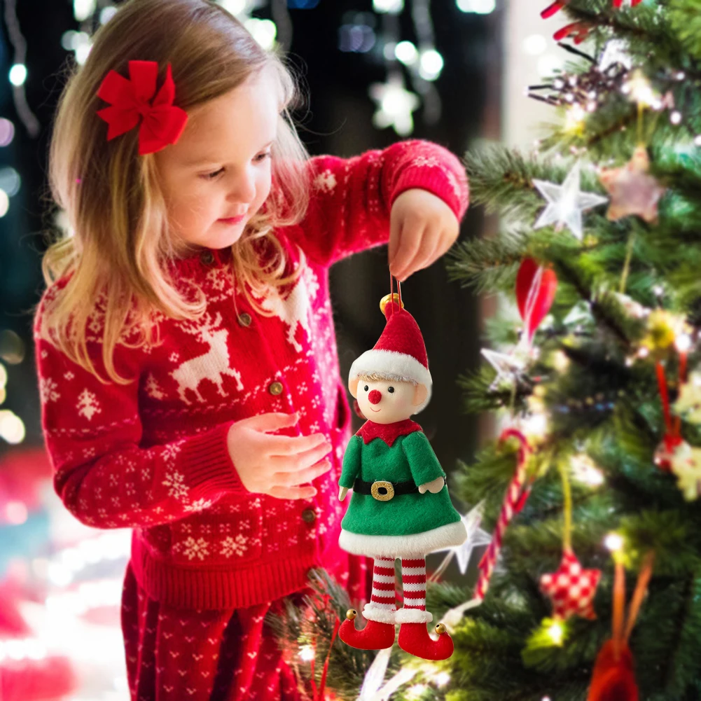 Crăciun de Pluș, Păpuși cu picioare Lungi Fată Băiat Pandantiv Cadou Jucarii Copac Xmas Decor Ornamente pentru Festivalul de Acasă Petrecerea de Ziua 1 buc Imagine 2