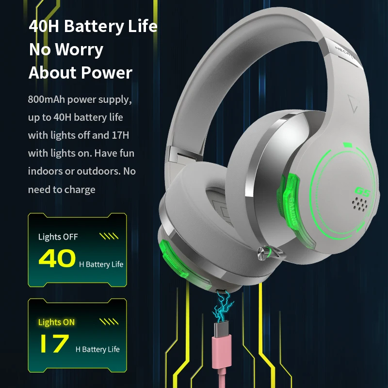 EDIFIER G5BT Wireless Gaming Headset Hi-Res 40mm Driver Unitate 45ms Latență 40H Timp de Redare Dual-Microfon ENC Iluminare RGB Imagine 2