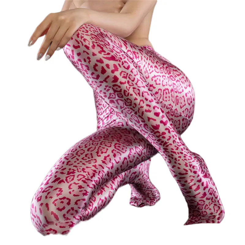 Femei Sexy Leopard Snake Print Ulei culori lucioase Creion Pantaloni Strălucitoare Plin Jambiere Sexy Buna YUGA Pantaloni Bomboane de Culoare F35 Imagine 2