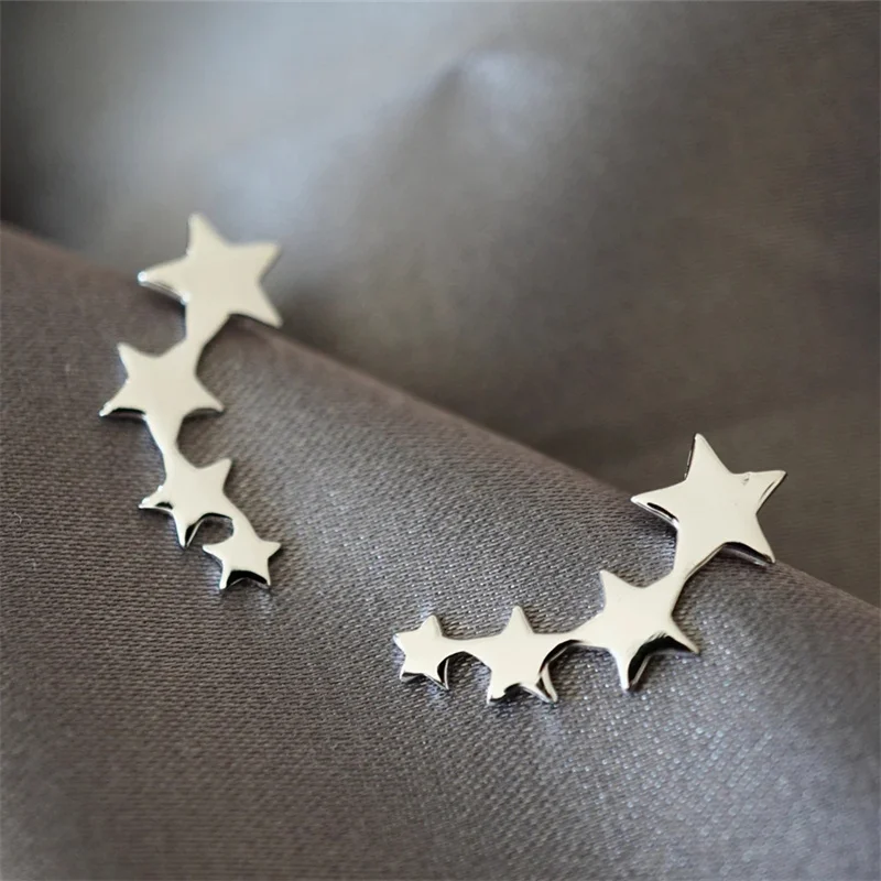 Huitan Simplu Elegant Stele Cercei pentru Fete de Culoare Argintie Moda Ureche Piercing Accesorii Uzura de zi cu Zi Femeile Rafinate de Bijuterii Imagine 2