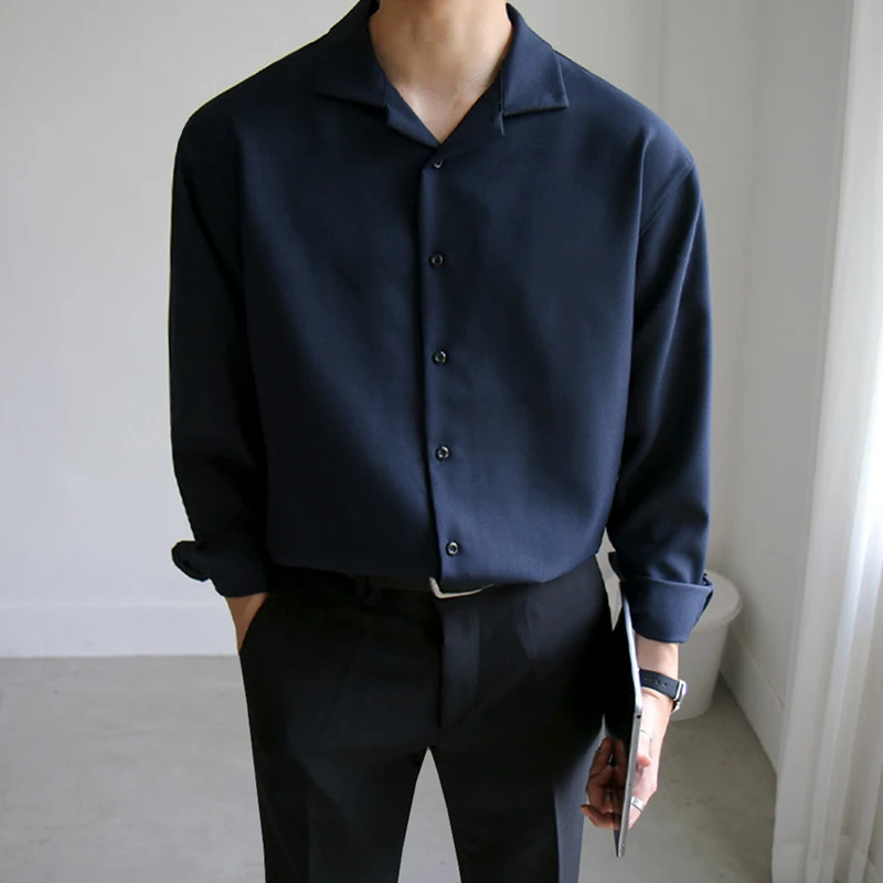 IEFB /uzura bărbați stil coreean liber camasa cu maneca lunga de Toamna noi 2023 moda frumos de epocă haine casual cămașă albă 9Y3459 Imagine 2