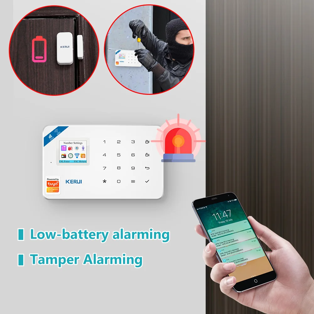 KERUI W181 Tuya WiFi Inteligent GSM Sistem de Alarma Wireless Smart Home Security Casa Senzor de Mișcare Sirena Fereastră, Ușă Antiefracție Detector Imagine 2