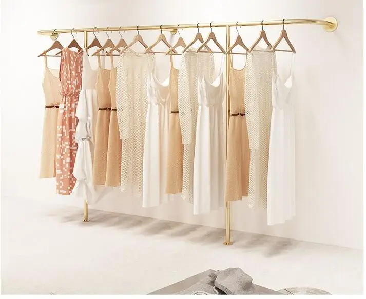 Magazin de haine rack de afișare women ' s wear perete copii purta agățat de perete de aur haine cuier de podea, raft haine Imagine 2