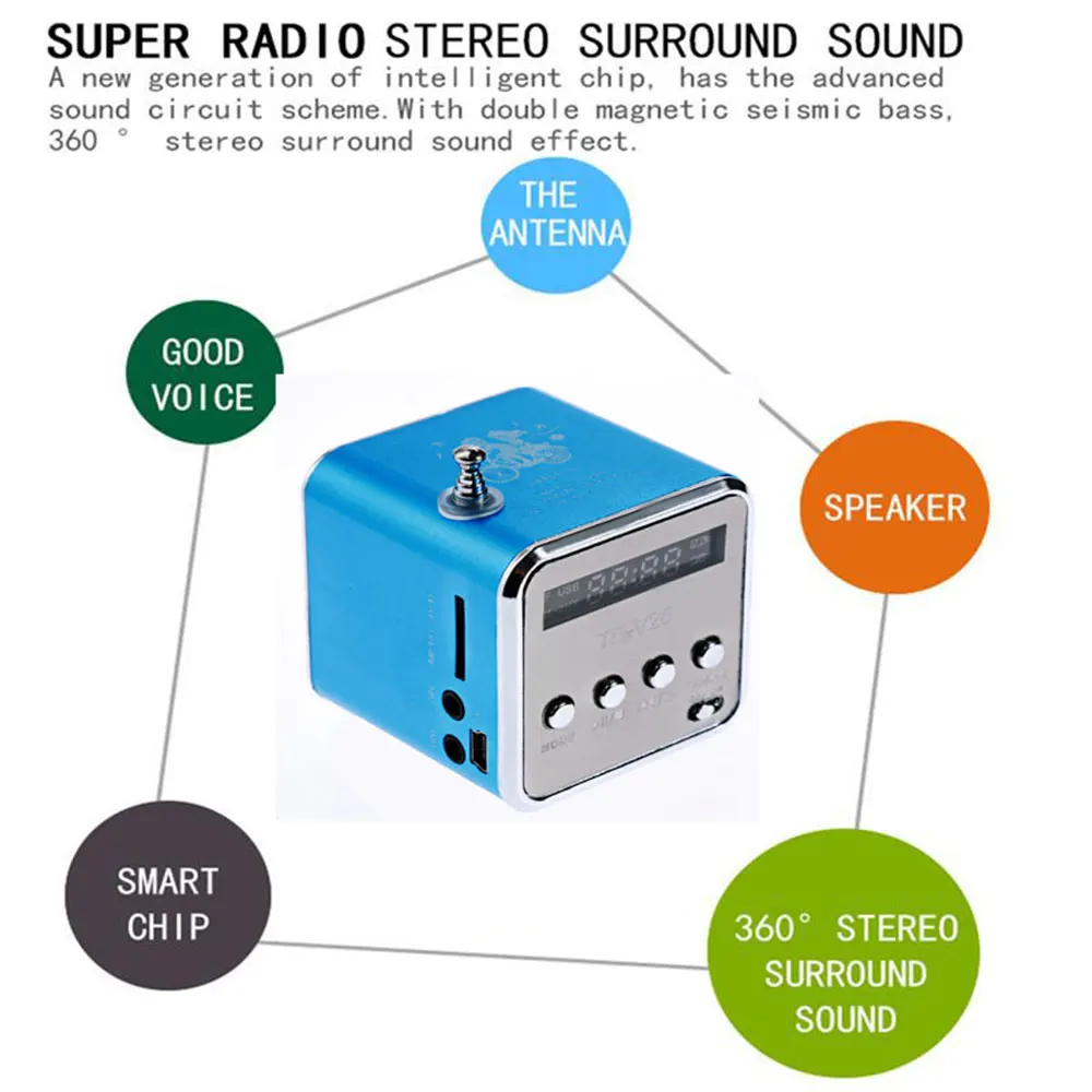 Mini forTD-V26 Digital Radio FM Difuzor Portabil Receptor Radio FM Stereo Difuzor Suport Micro TF Card Imagine 2