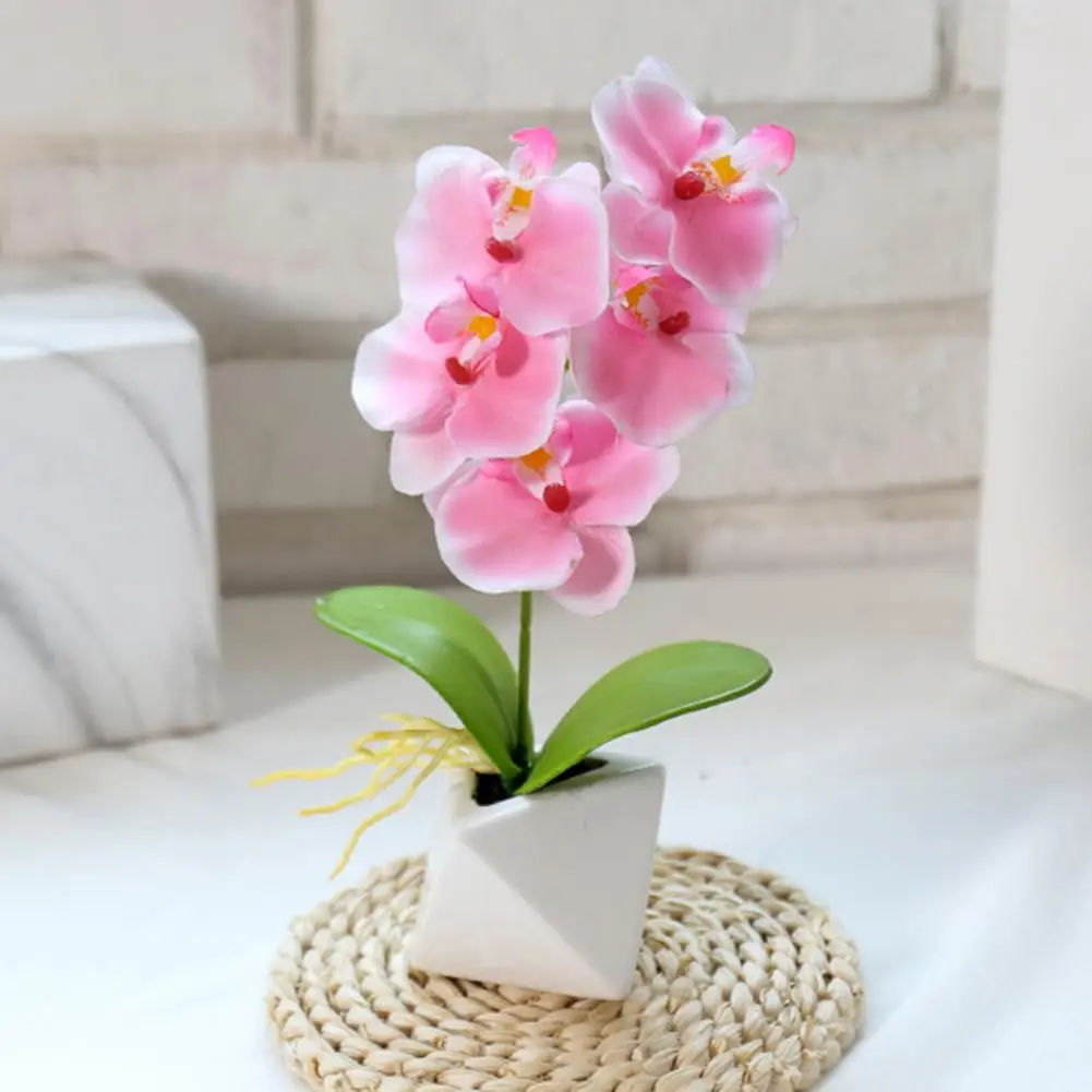 Mătase Fluture Orhidee Ceramica Bonsai Artificial Flori cu Frunze Set Vaza Decor Acasă Decorare Nunta Ghivece cu Plante Imagine 2