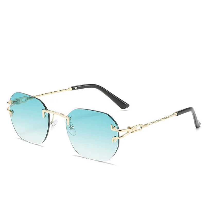 Noua Moda fără ramă de ochelari de Soare Brand de Lux de Designer Femei Bărbați Metal Ochelari de Soare UV400 Shades Ochelari de Oculos de sol Imagine 2