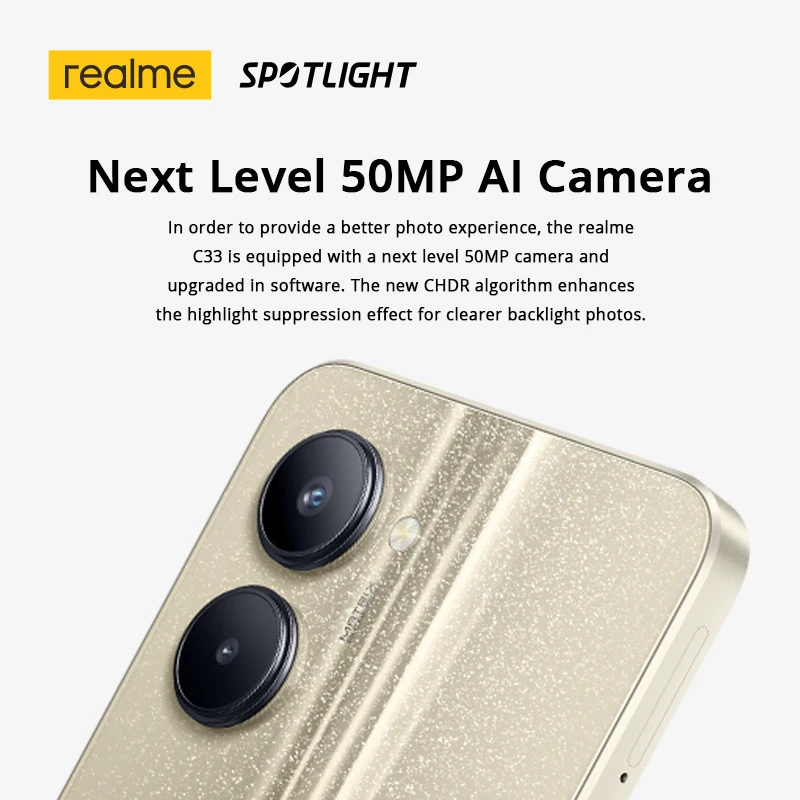 realme C33 Smartphone 50MP AI Camera 5000mAh Baterie 8.3 mm Ultra Slim 6.5