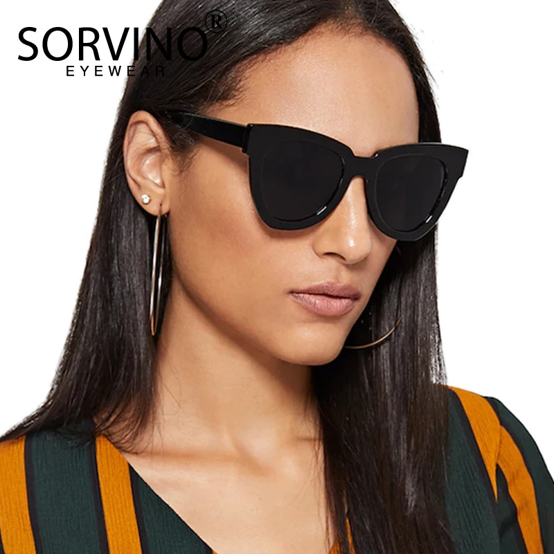SORVINO Retro Designer de carapace de broască țestoasă Ochi de Pisica ochelari de Soare pentru Femei Brand de Lux Clasic Femei Albe Cateye Ochelari de Soare Nuante SP115 Imagine 2