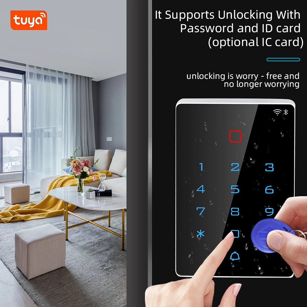 Wifi Tuya App IP67 rezistent la apa de Acces Control Tastatura 125Khz RFID 13.56 Mhz Independent de Ieșire Wiegand Keyapd Cititor Rfid Imagine 2