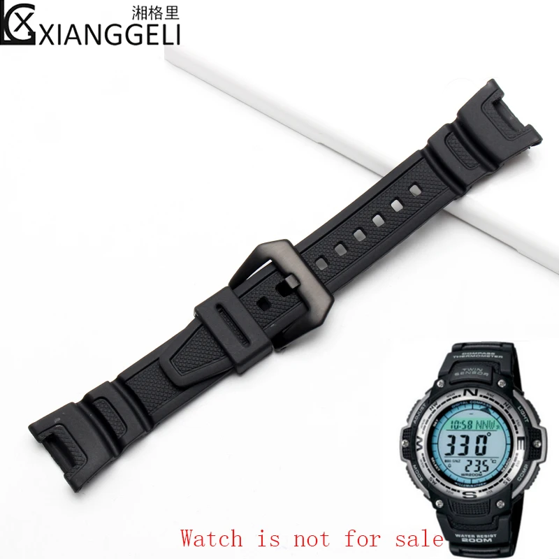 Accesorii ceas pentru Casio CASIO SGW-100-1V neagră cauciuc siliconic bărbați sport în aer liber, ceas rezistent la apa banda Imagine 3