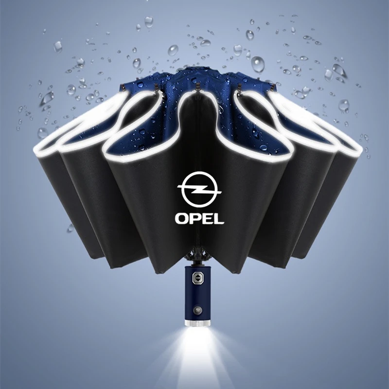 Automate Benzi Reflectorizante Inversa Led de 10 Coaste Windproof Umbrele Pentru Opel astra j h g insignia, mokka corsa d, vectra Imagine 3
