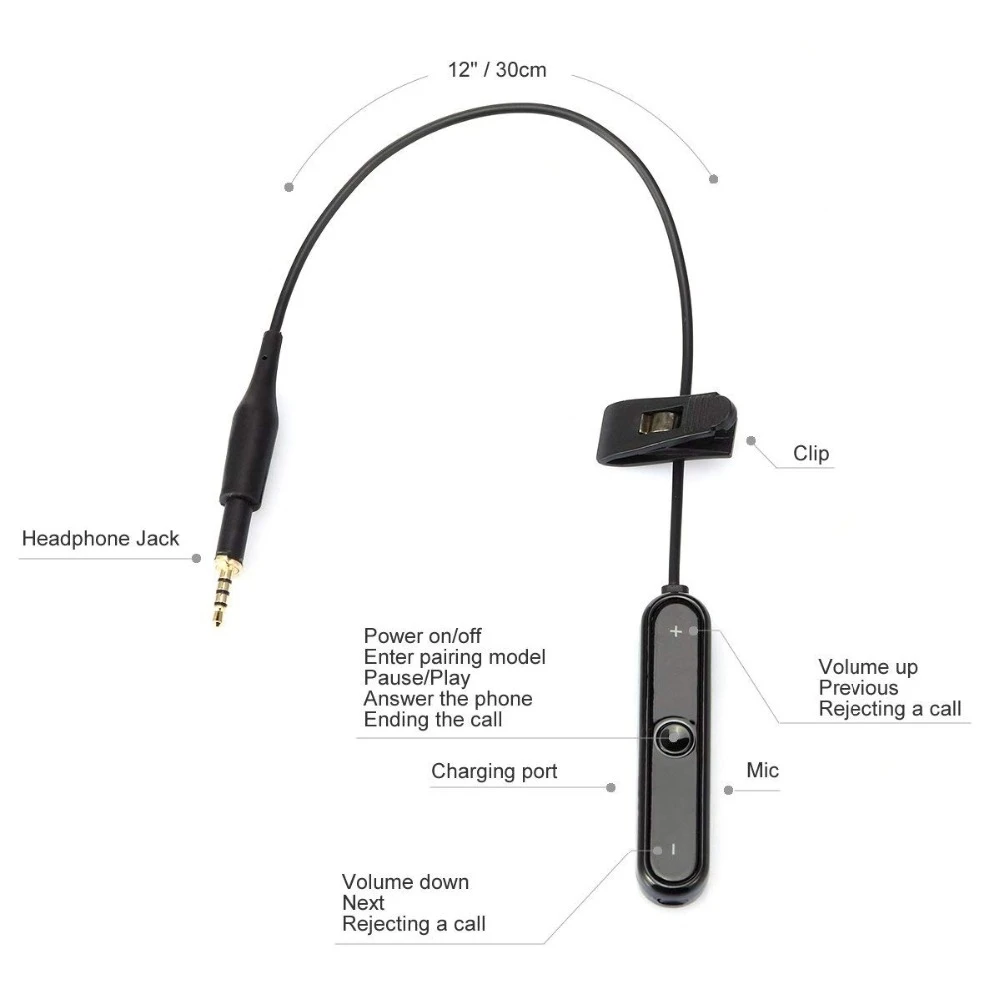 Bluetooth 5.0 A2DP Adaptor Handsfree Wireless Receptor pentru Pioneer HDJ-700 HDJ-1500 HDJ-500 HDJ 700 1500 500 DE Casti de DJ Imagine 3